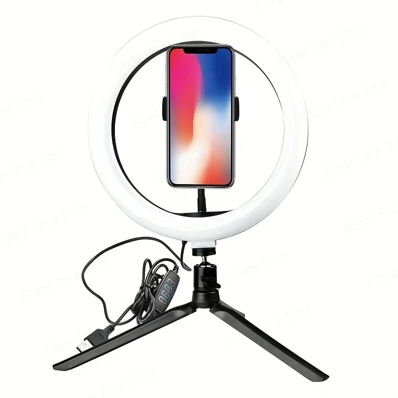 LED Selfie Ring Lamp Selfie Ring Lighting Photographic USB Remote Fill light For TikTok YouTube Video Live Phone Holder & Tripod