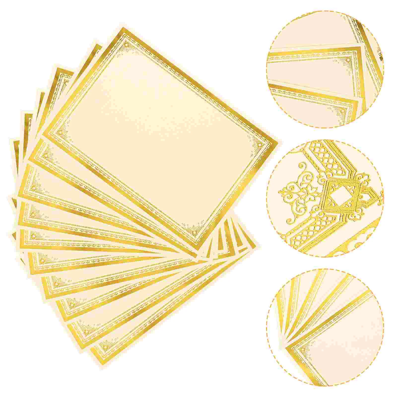 10 Sheets White Card High-end Blank Wordless Hot Stamping Certificate Inner Pages Paper Parchment