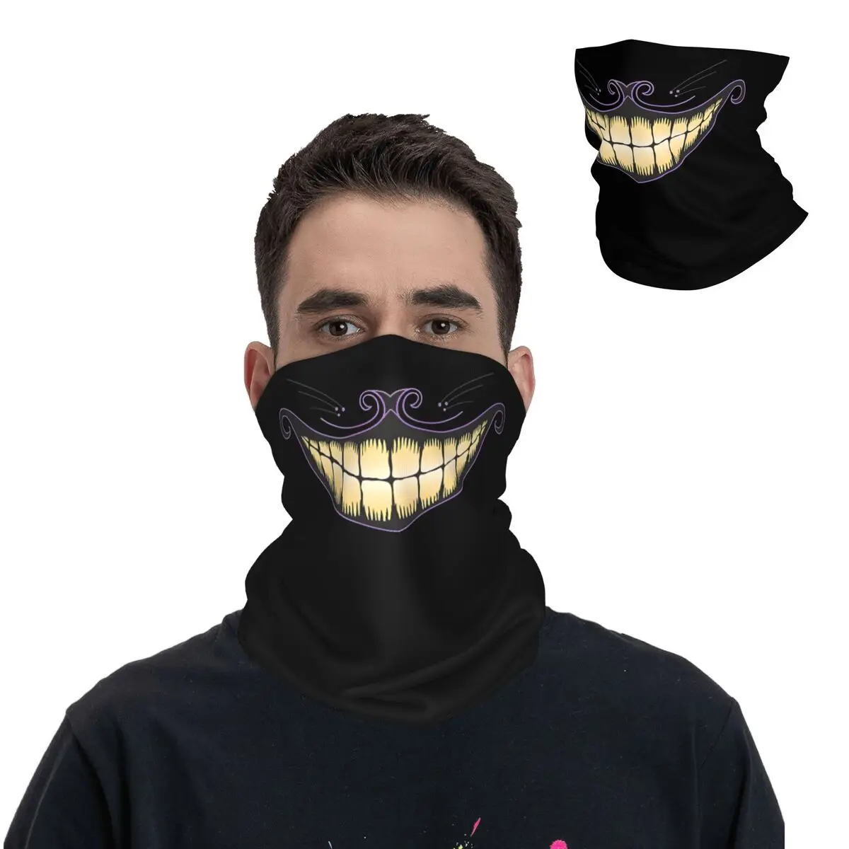 Cheshire Cat Grin Bandana Neck Cover Printed Motocross DISNEY Wrap Scarf Running Unisex Adult Breathable