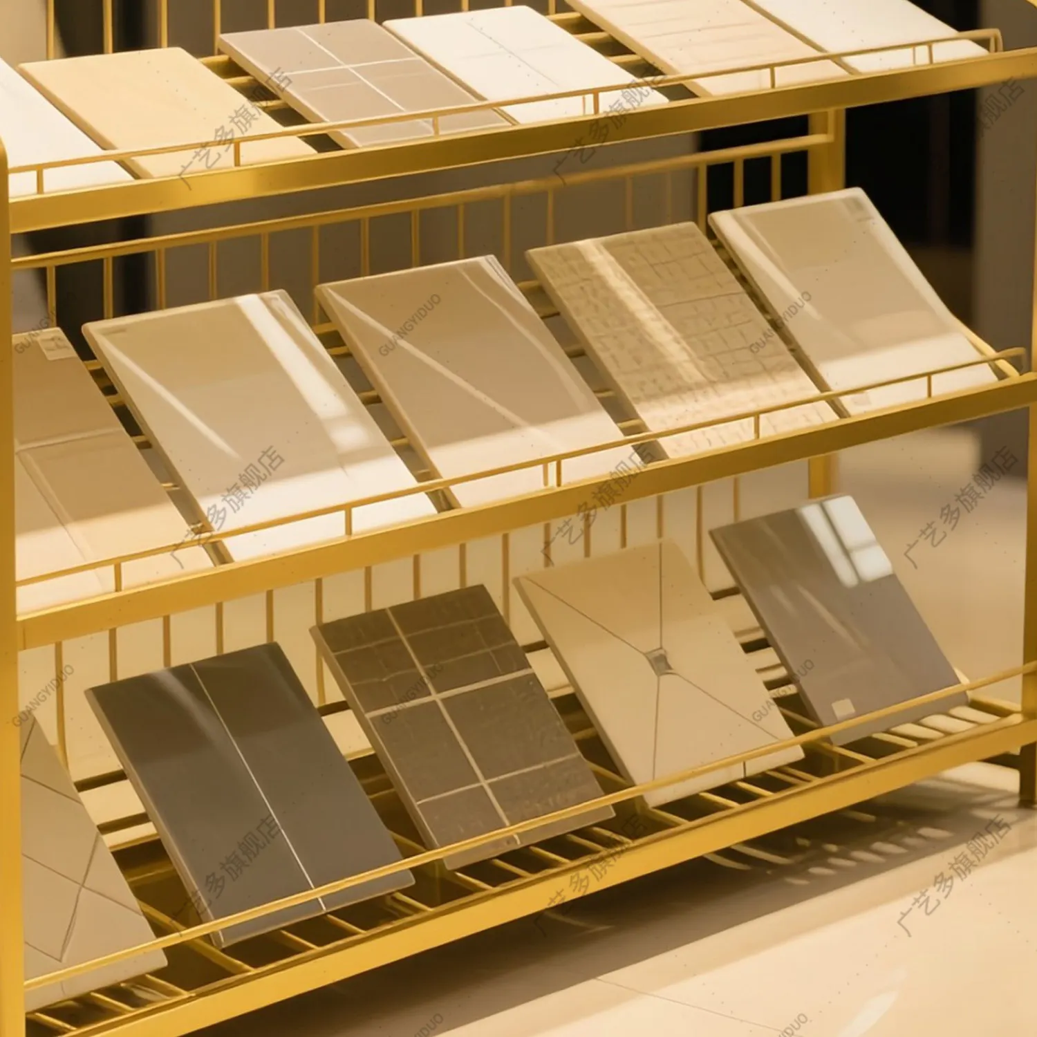 Wooden floor display rack Multifunctional wall covering Wall-mounted tile display rack Wardrobe color sample storage shelf