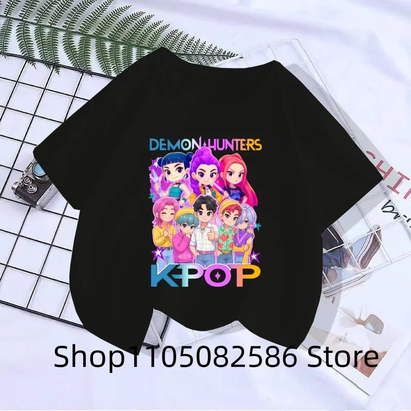 تي شيرت بأكمام قصيرة مطبوع عليه مجموعة الشيطان، تي شيرت ناعم وغير رسمي، قميص ذو طابع كرتوني لطيف، مناسب للفتيات والفتيان #4