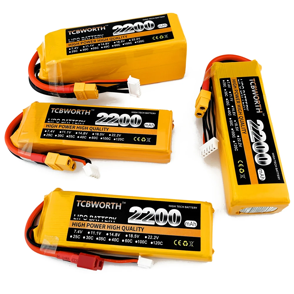 4S RC LiPo batteria 4S 14.8V 1300mAh 1500mAh 1800mAh 2200mAh 6000mAh 25C 35C 60C per RC aereo elicottero Quadcopter 4S