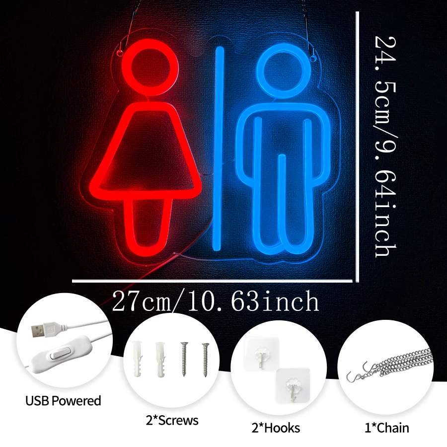 Restroom Neon Sign For Wall Decor,Led Neon Light For Bathroom decor,Restroom,Hotels,Bar,Party,Club,Hospital,Store,Cafe,Office