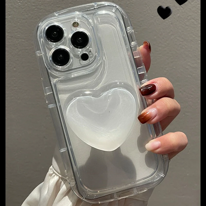 Transparent Love Holder Soap Silicone Soft Case For iPhone 15 14 13 11 12 Pro Max X XS XR 7 8 Plus SE 3 Anti-drop Cover Fundas