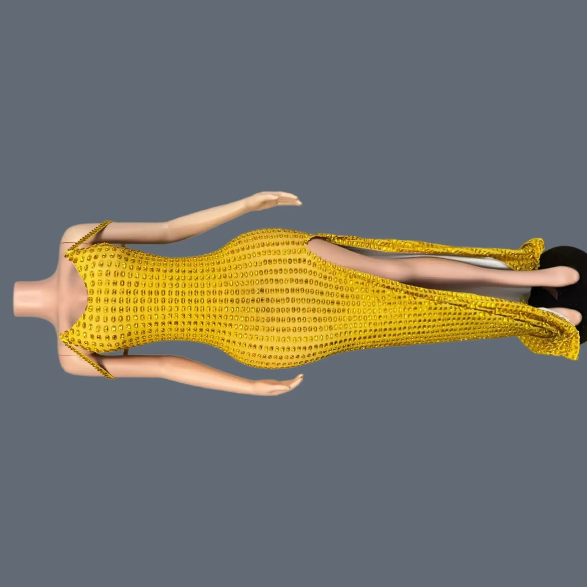 

Golden Strapless Elegant Evening Gown Birthday Celebrate Prom Wear Yellow Theme Party Side Slits Sexy High-end Long Dress Kaijia
