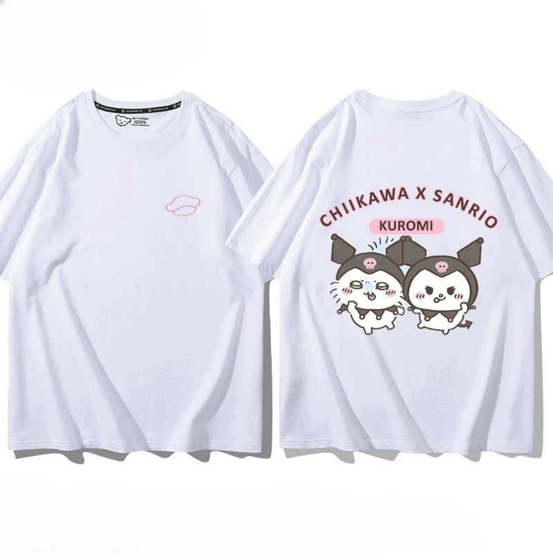 Chiikawa Usagi Hachiware Graphic T Shirt Kids Adults Cotton Loose Cute Couple Summer Short Sleeve Tops