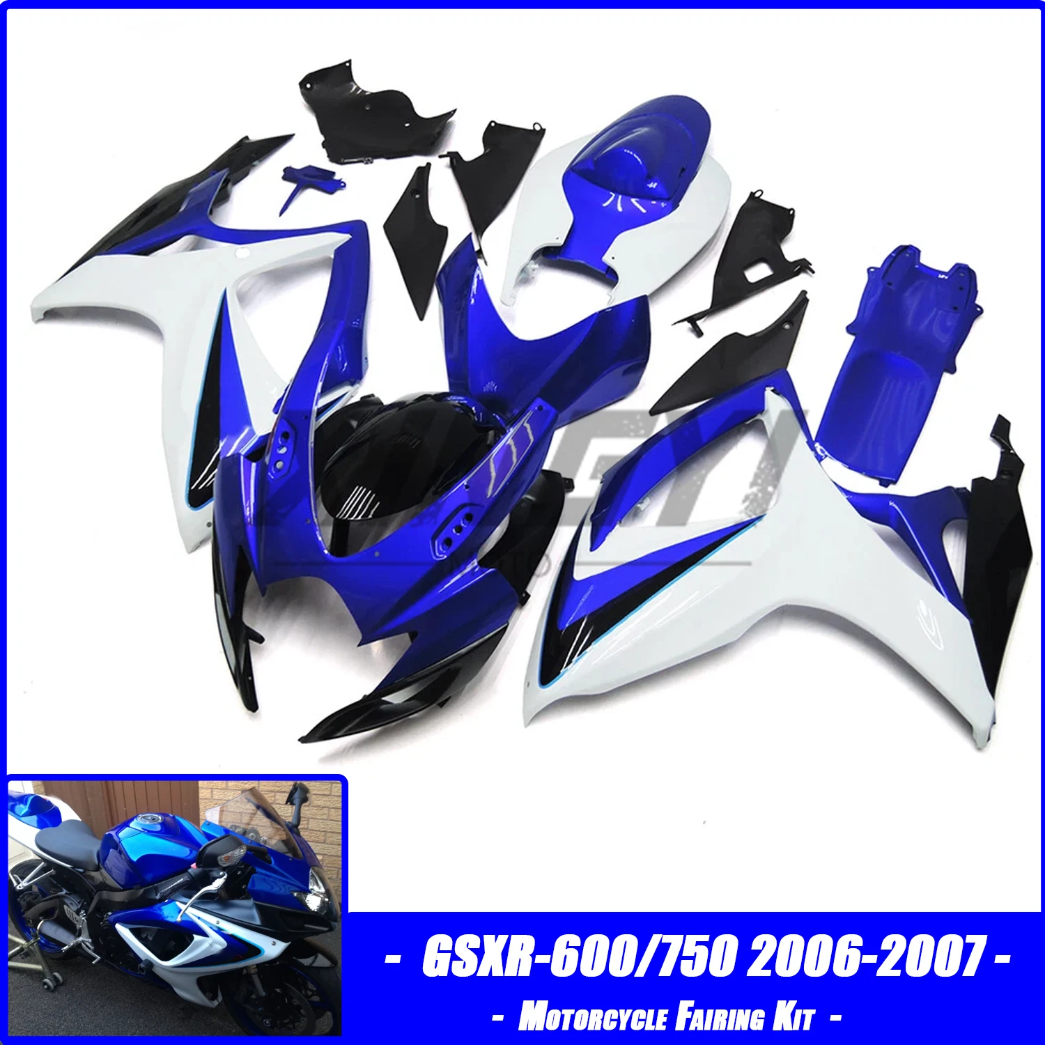 ABS Motorcycle Plastics Fairing Kit Injection mold Bodywork Panel kit Fit for Suzuki GSXR 600 GSXR-750 2006 2007 K6 Blue White