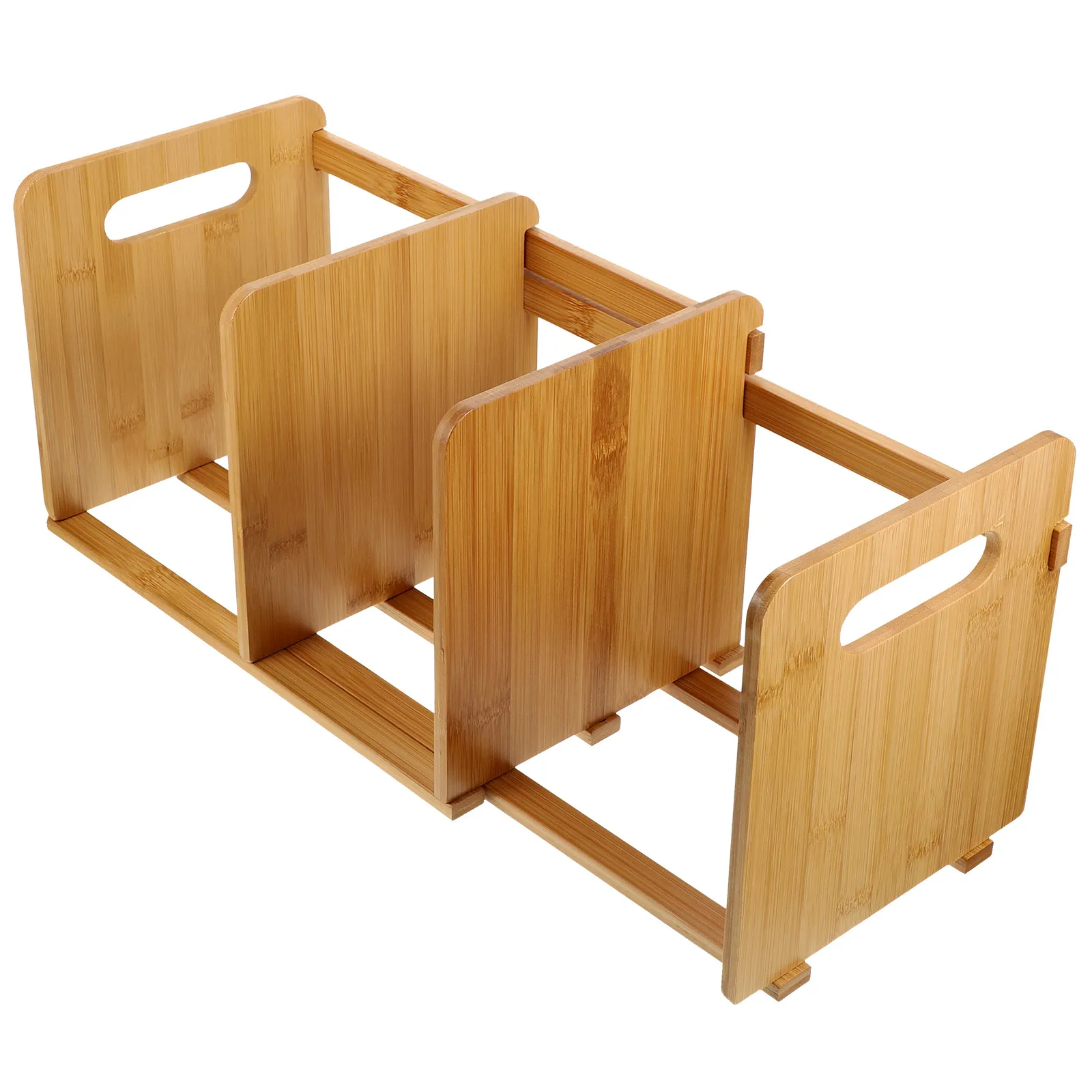 Bamboo Retractable Desktop Bookshelf Adjustable Organizer Multipurpose Storage Rack for Office Home Desktop Adjustable Bookshelf