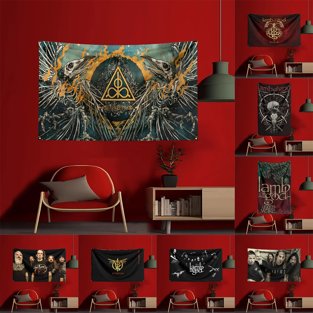 90X150CM L-Lamb Of Gods Heavy Rock Band Flag Polyester Digital Printing Banner for Bedroom Wall Art Out Door Tapestry Decoration