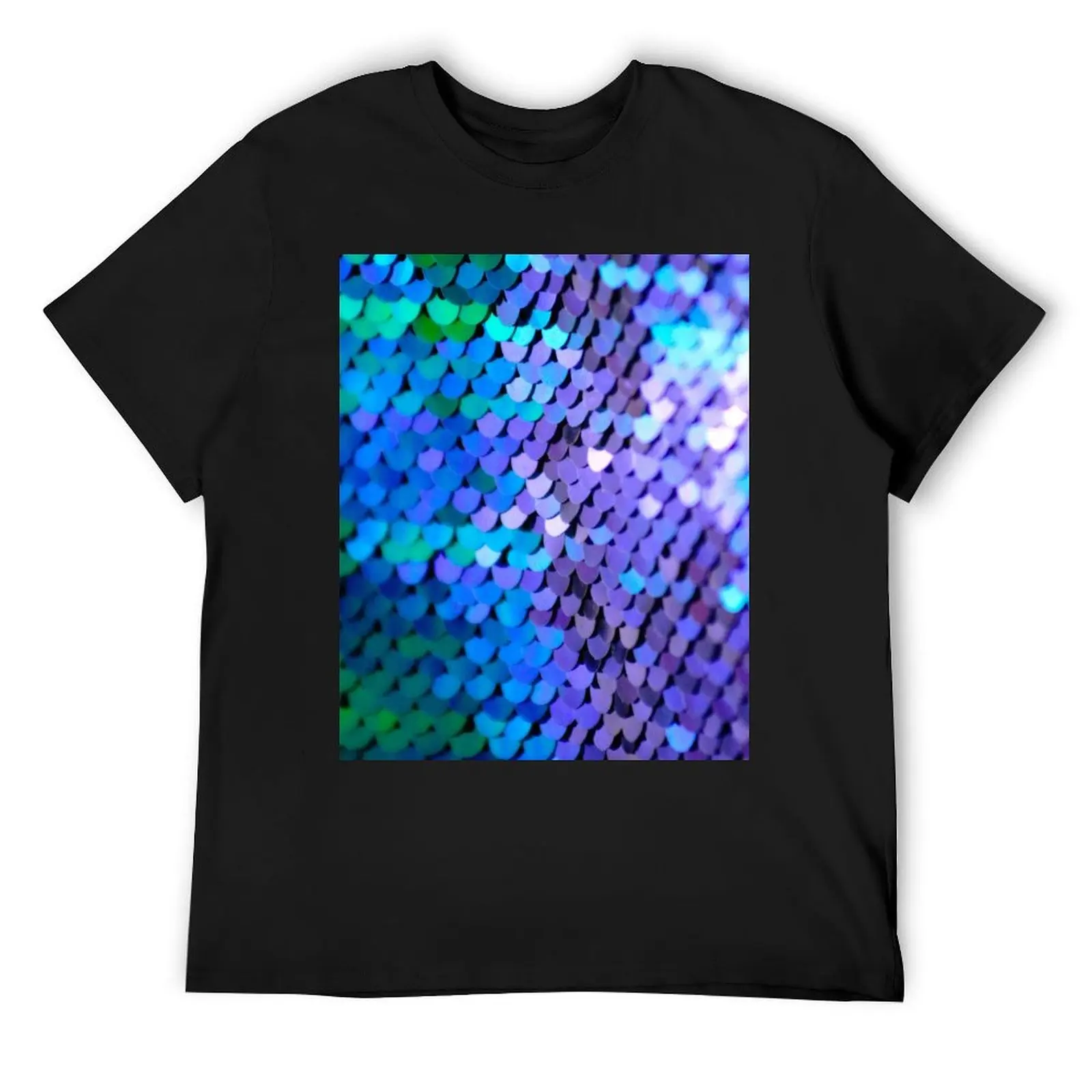 Memaid scales in sequin T-Shirt designer shirts blue archive cotton graphic tees mens graphic t-shirts funny