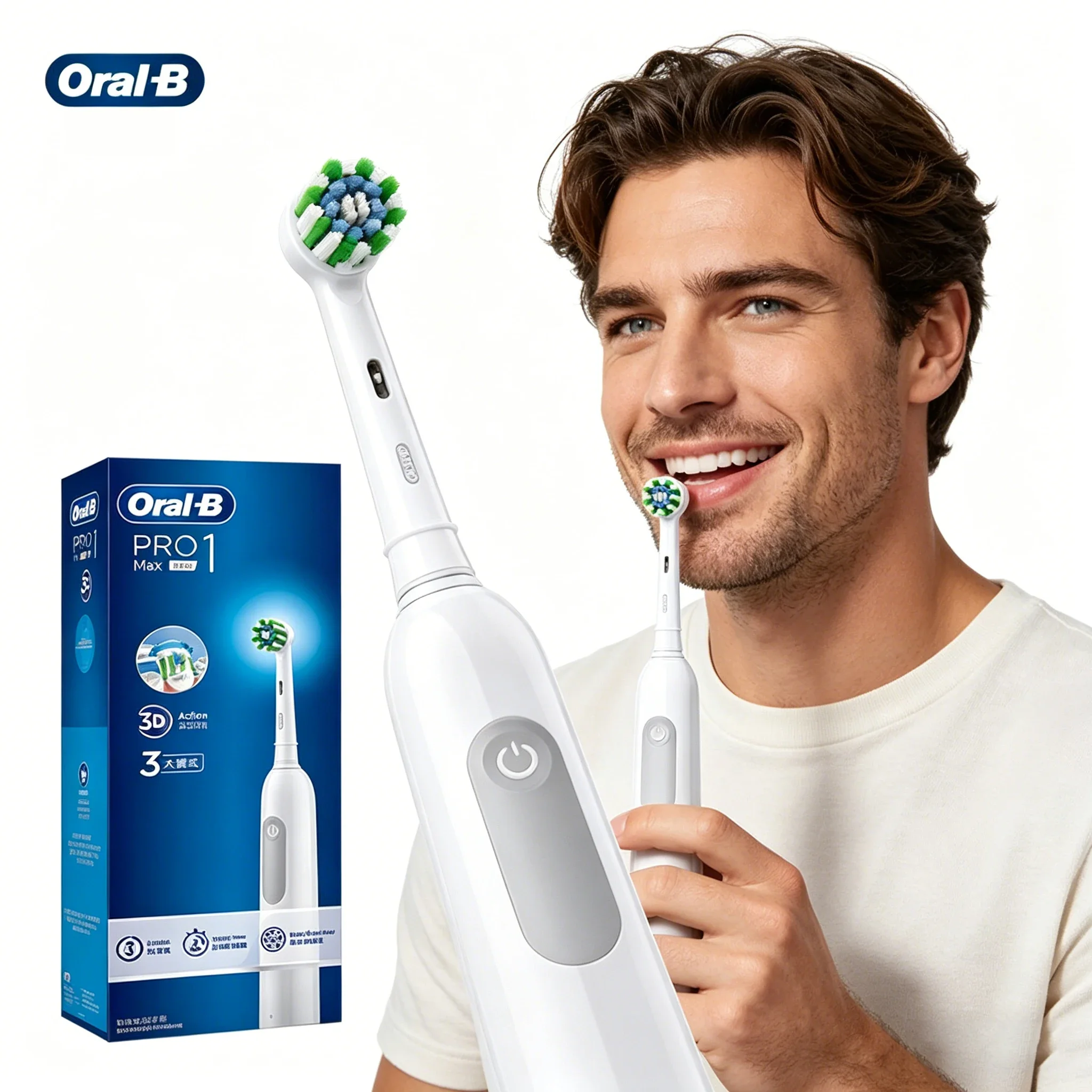 Oral B Electric Toothbrush Pro Series Pro1 Max 3D Rechargeable Adult Rotating Electric Toothbrush Waterproof Timer Toothbrush