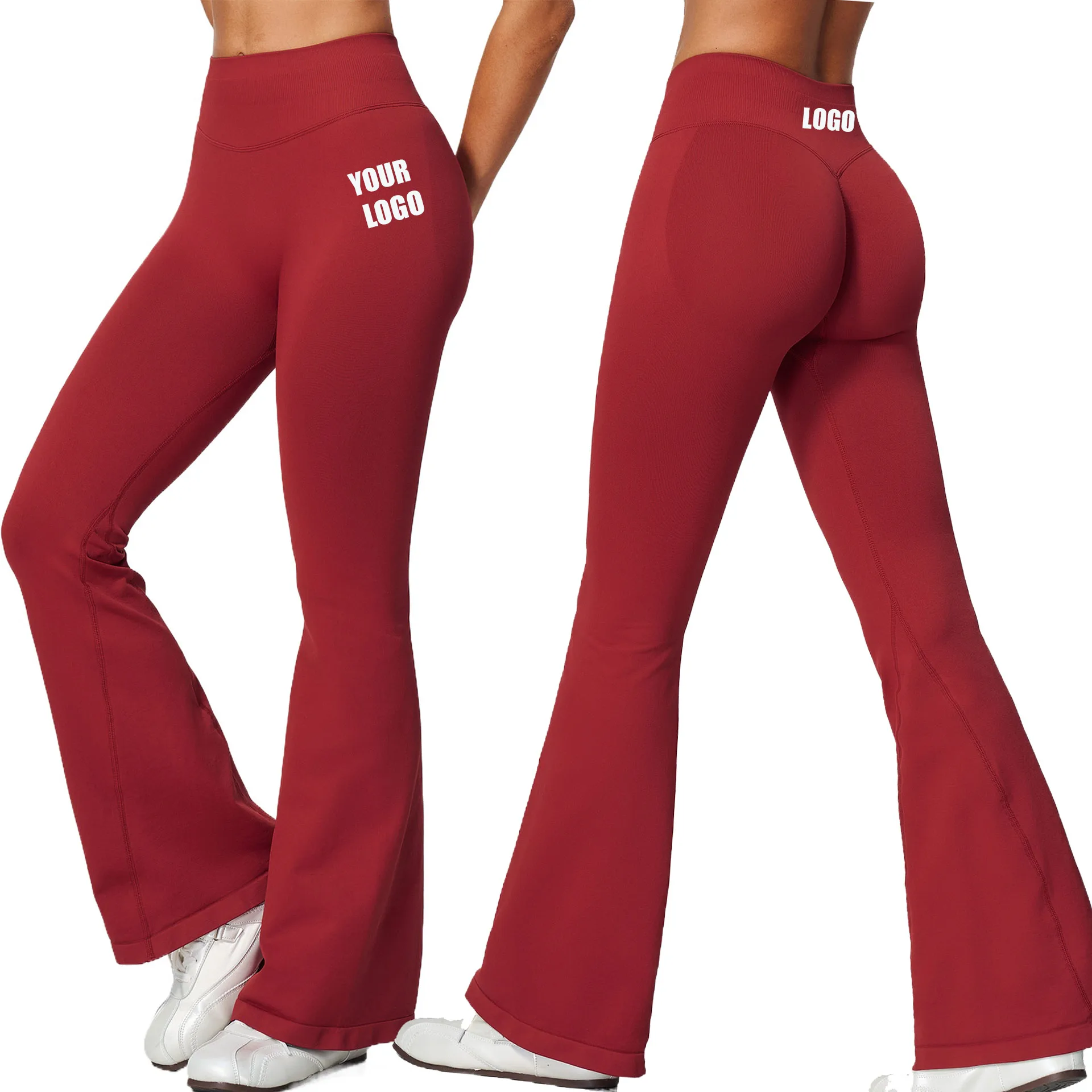 Personalized LOGO custom women's seamless hip-lifting yoga pants breathable quick-drying running fitness sports trousers