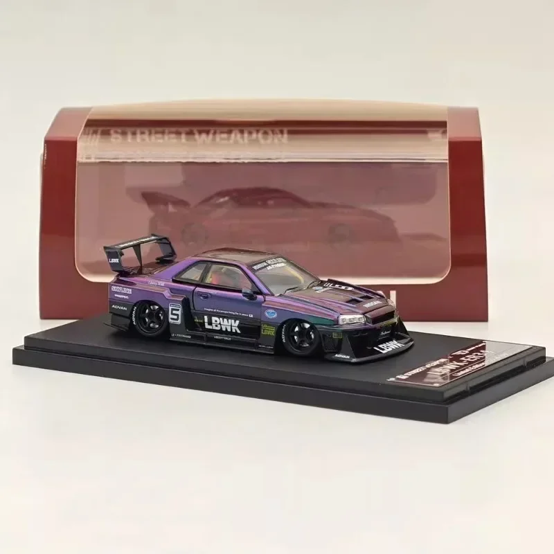 1/64 Nissan GT-R ER34 LBWK wide-body modified alloy model, children's collection of decorative toys, holiday gifts for children.