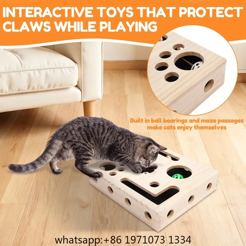 Cat Nail File Box Toy with Bell Ball and Sandpaper Inside Cat Scratch Puzzle Play Nail Care Interactive Pet Toy Stress Free