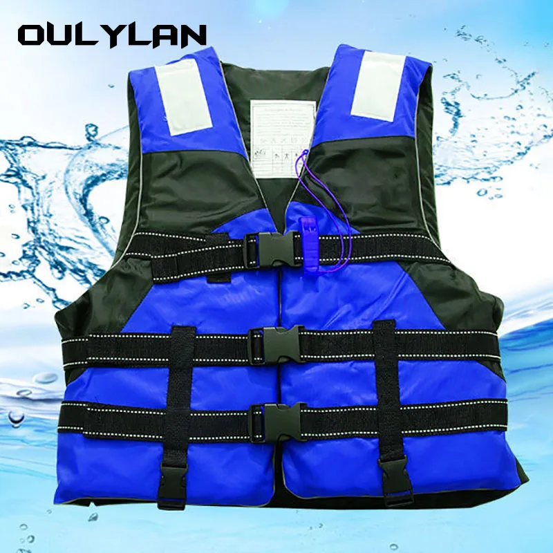 Oulylan Universal Outdoor Life Vest Swimming Boating Skiing Driving Vest Survival Suit Polyester Life Jacket for Adult Children