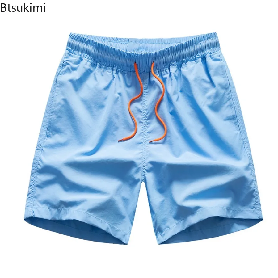 Summer Swimming Shorts Men Fashion Sport Breathable Elastic Waist Mesh Liner with Pocket Shorts Loose Beach Quick Drying Shorts