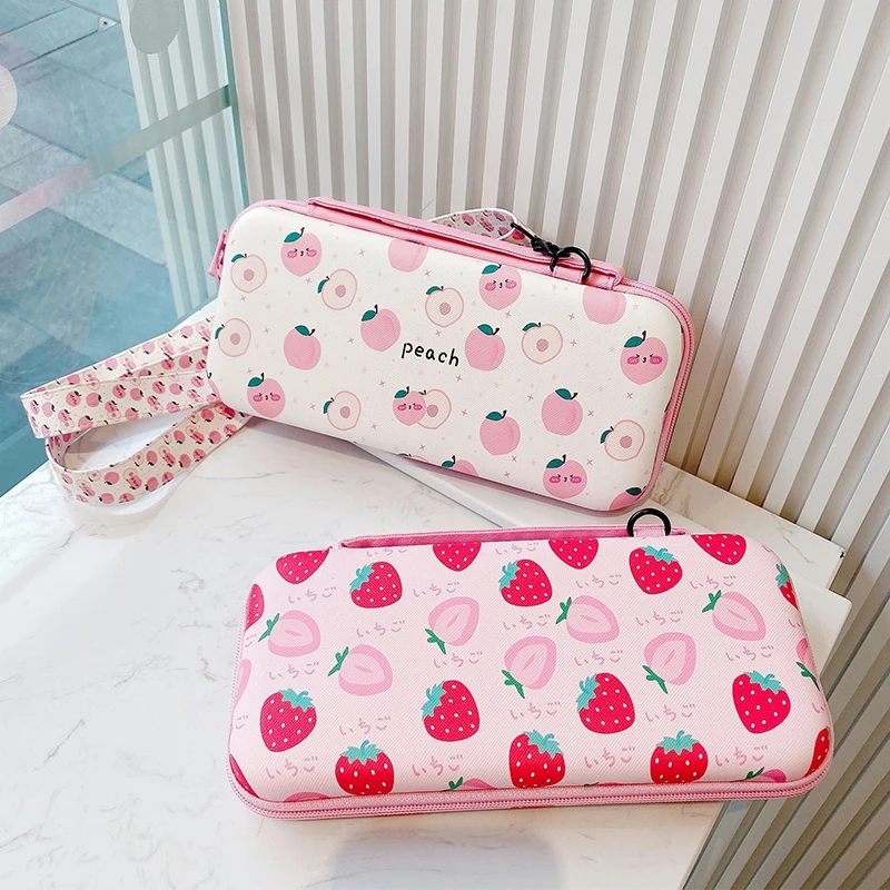 Cute Fruit Storage Bag For Nintendo Switch Game Console NS Oled Travel Carry Protective Case Game Console Box Shell with Lanyard