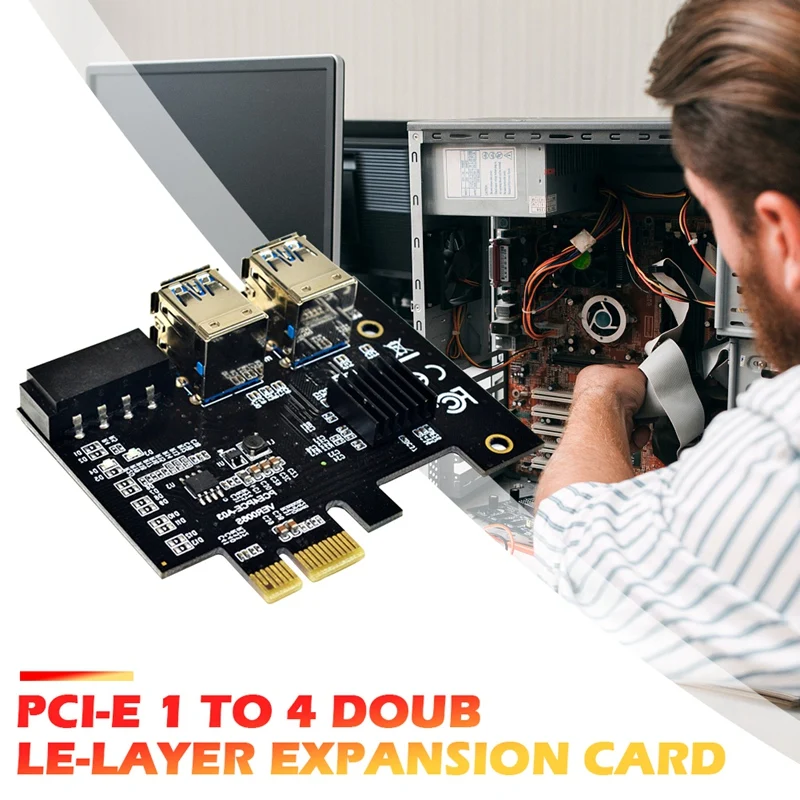 Carte Pcie Riser pour BTC Mining Molex, carte adaptateur PCI-E Express, 1X à 16X, 1 à 4 USB 3.0, 4 broches