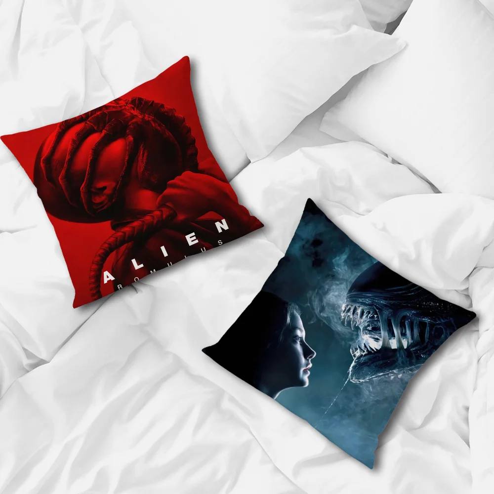 Alien Romulus Horror Movie  Pillow Case For Sofa Bedroom Living Room Office Bedside Table Backrest Cushion Printing Square