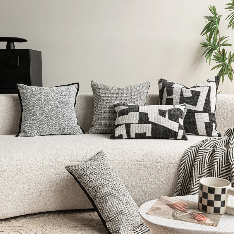 Ivory Black Rust Red Pillows Modern Cushion Case Luxury Simple Decorative Pillow Cover For Sofa Chair Home Decorations