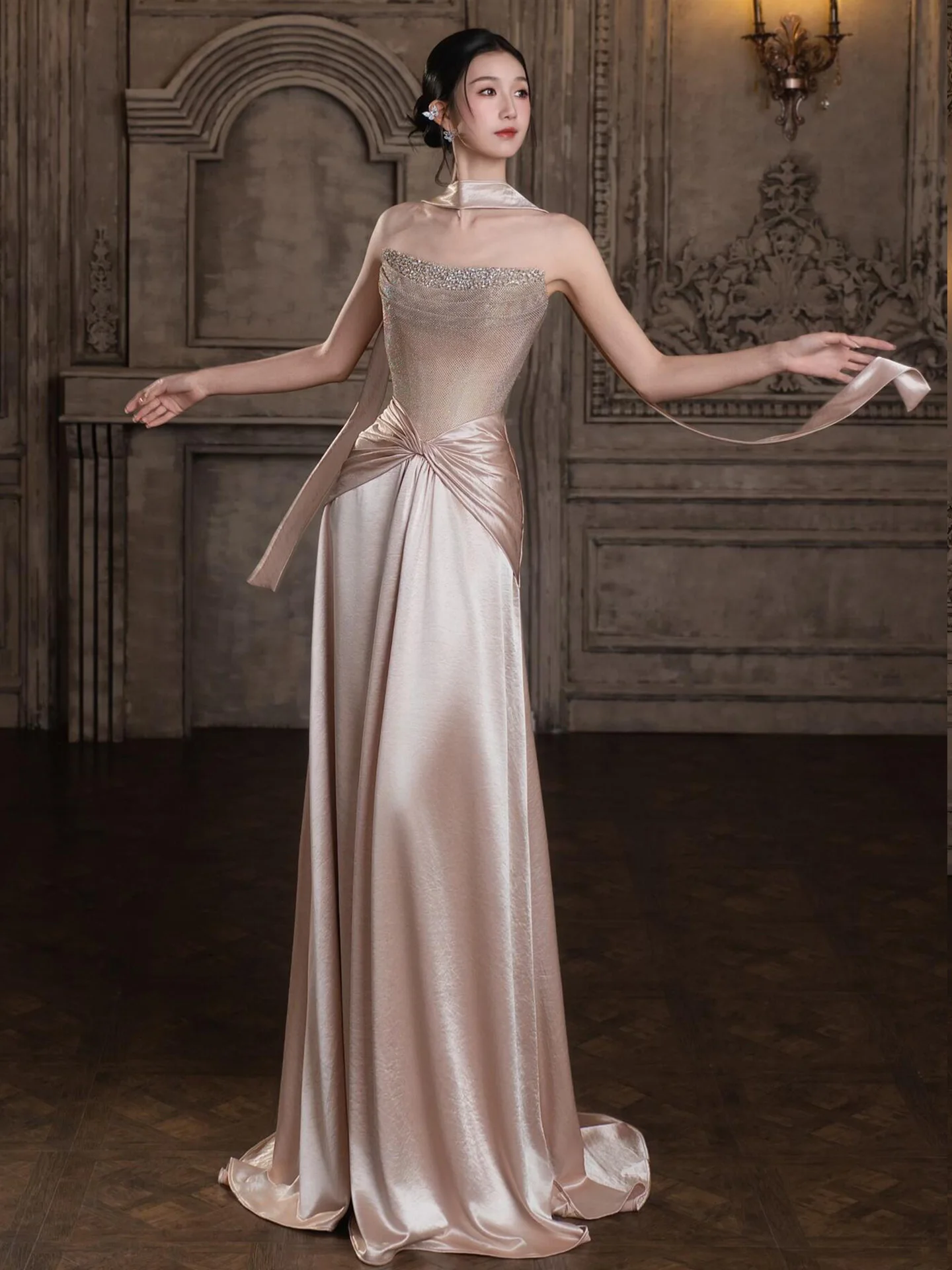 

Элегантное сексуальное вечернее платье без бретелек для женщин, с завышенной талией, с пайетками, фасон «рыбий хвост», для свадьбы, помолвки, вечеринки, платье для ведущей