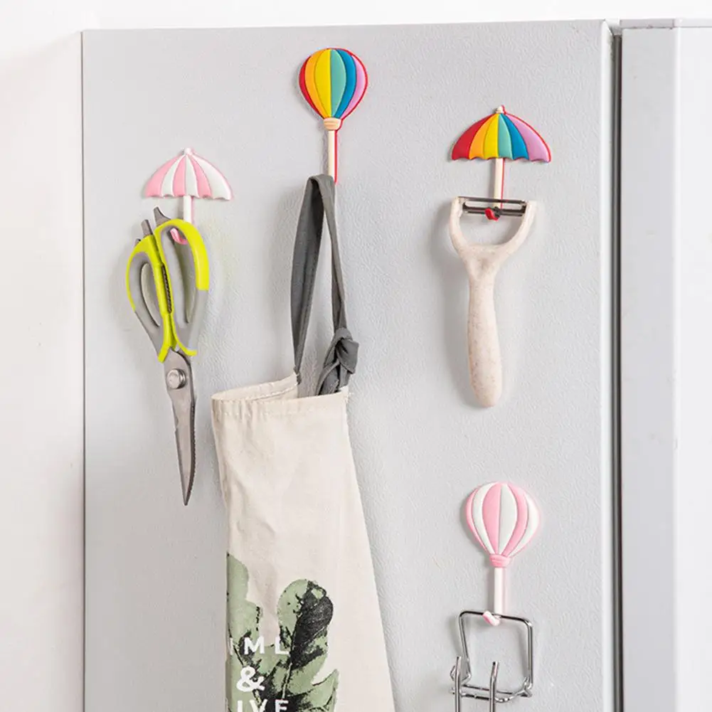 

Fridge Magnet Hook Useful Waterproof PVC Rainbow Hot Air Balloon Hanging Hook Wall Decor for Restaurant