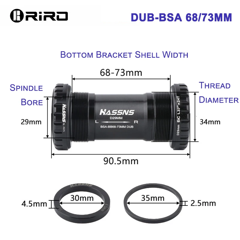 

Втулка кареточная резьбовая RIRO DUB29 | Для интегрированного полого шатунного механизма | Корпуса кареток BB диаметром от 68 до 73 мм | Керамические или алюминиевые подшипники | 78G