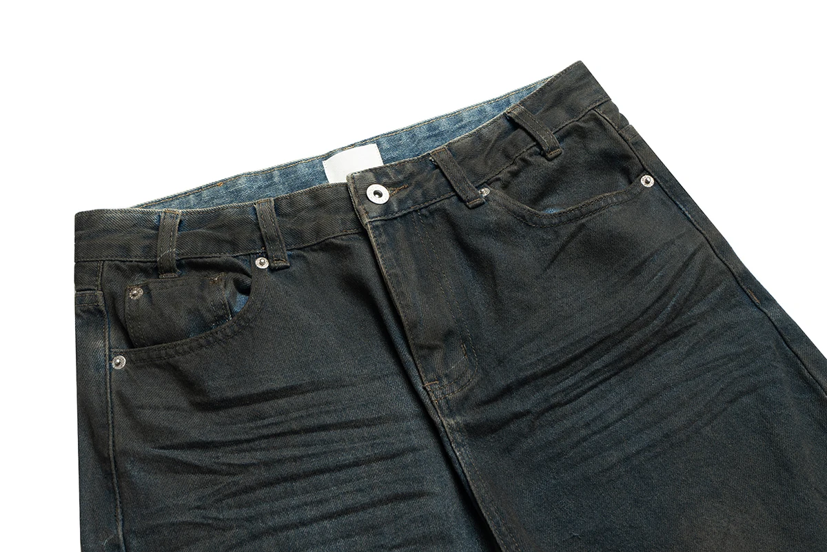 Pantalones vaqueros holgados rasgados azules lavados sucia desgastados para hombres pantalones vaqueros casuales rectos deshilachados pantalones cargo de gran tamaño