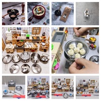 Doll House Miniature Kitchen Simulation Kitchenware Cooktop Pot Set Model Retro Fire Paint Tripod Stove Alcohol Lamp Accessories