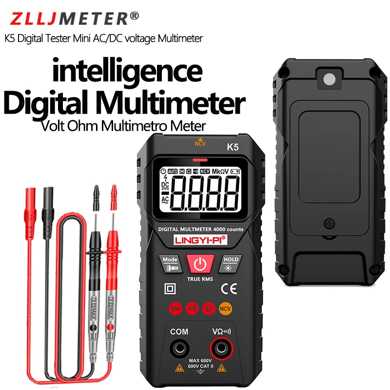 متعددة الوظائف الرقمية المتعددة صحيح RMS يده عالية الدقة تستر NCV التيار المتناوب/تيار مستمر أداة مقاومة الجهد أوم