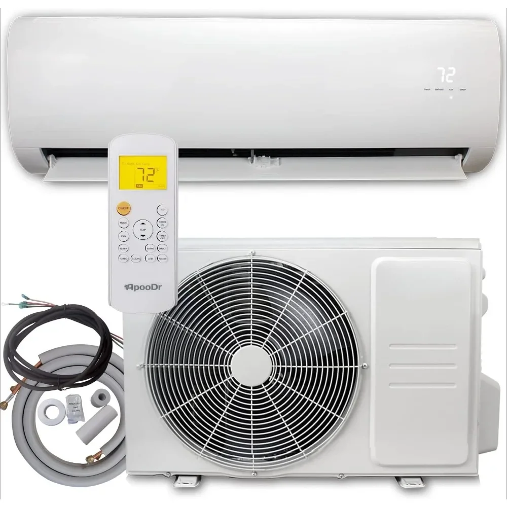 9000 BTU Mini Split Air Conditioner Tubeless Variable Frequency System 17 SEER2 with Heat Pump 110V, Comes with Installation Kit