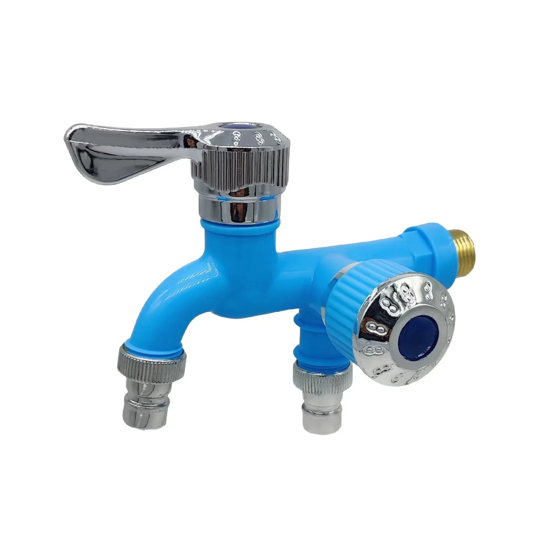 صنبور تحكم مزدوج بمنفذ مزدوج ، صنبور مياه ، تركيب خرطوم ري منزلي للحمام ، موصل بلاستيك ، واجهة عالمية