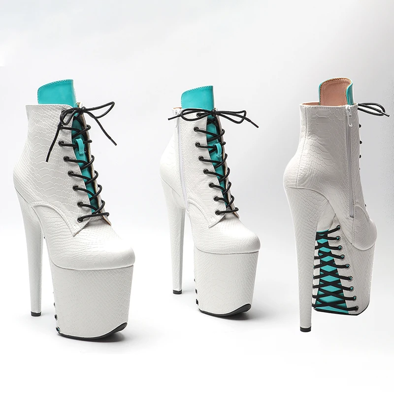 Leecabe 20CM/8Inch Snake Upper Platform boots party High Heels closed toe Pole Dance shoes