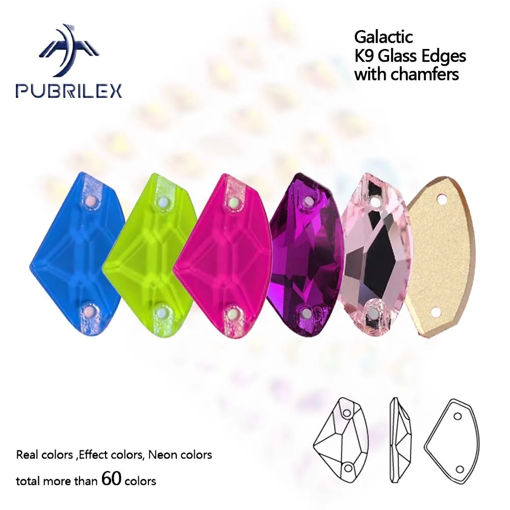 Pubrilex Galactic Sew On Rhinestones Crystal Glass Flatback Chamfered Rhinestone Sewing Strass for Garment Crafts Decoration