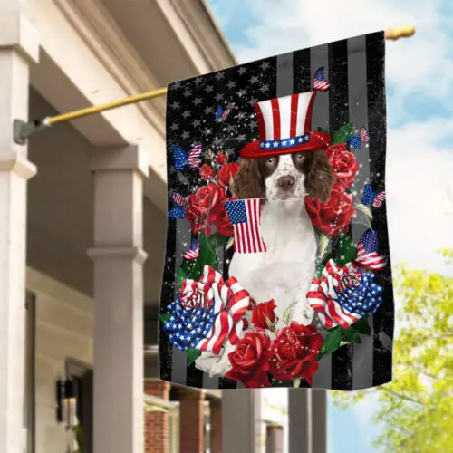 English Springer Spaniel Dog 4th July Flag, Spaniel Dog Independence Day Flag