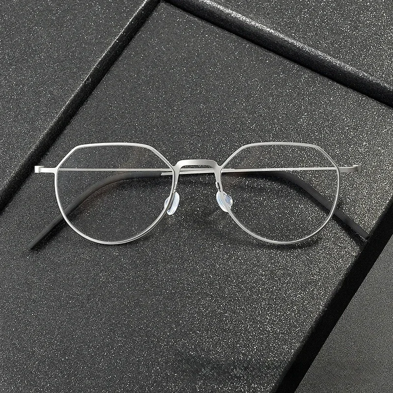 

Small ultra-light denmark brand titanium for women myopia glasses frame no screw designer irregular men prescription eyewear