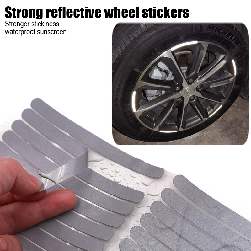 

High Visibility Safety Wheel Rim Reflector Stickers, 20PCs Universal Reflective Decals for Car Bike Motorcycle DIY