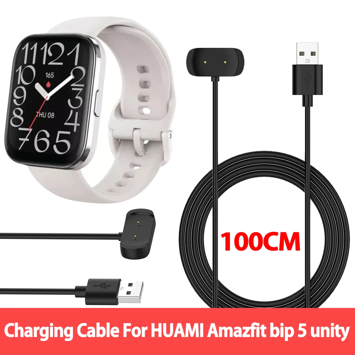 Smart Watch Magnetic Dock Charger Cable For Amazfit Bip5 Unity/Bip5/GTR2/GTS2/GTR Mini/Pop/T-REX PRO Charging USB Cable