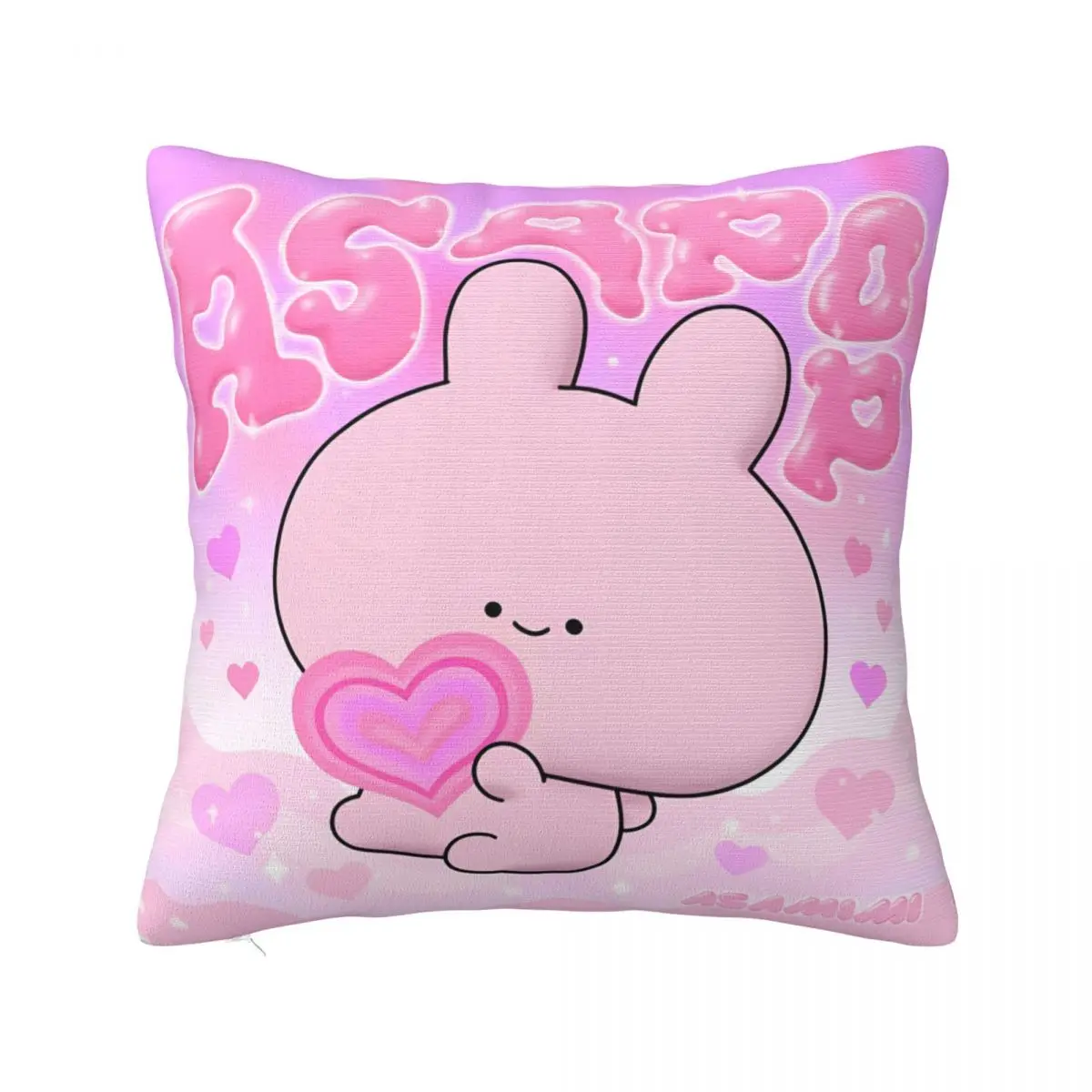 Asamimichaan Asleep Cartoon Square Pillow Case Cute Asamimi Cushion Covers Awesome Polyester Decor Pillowcase for Sofa 45x45cm