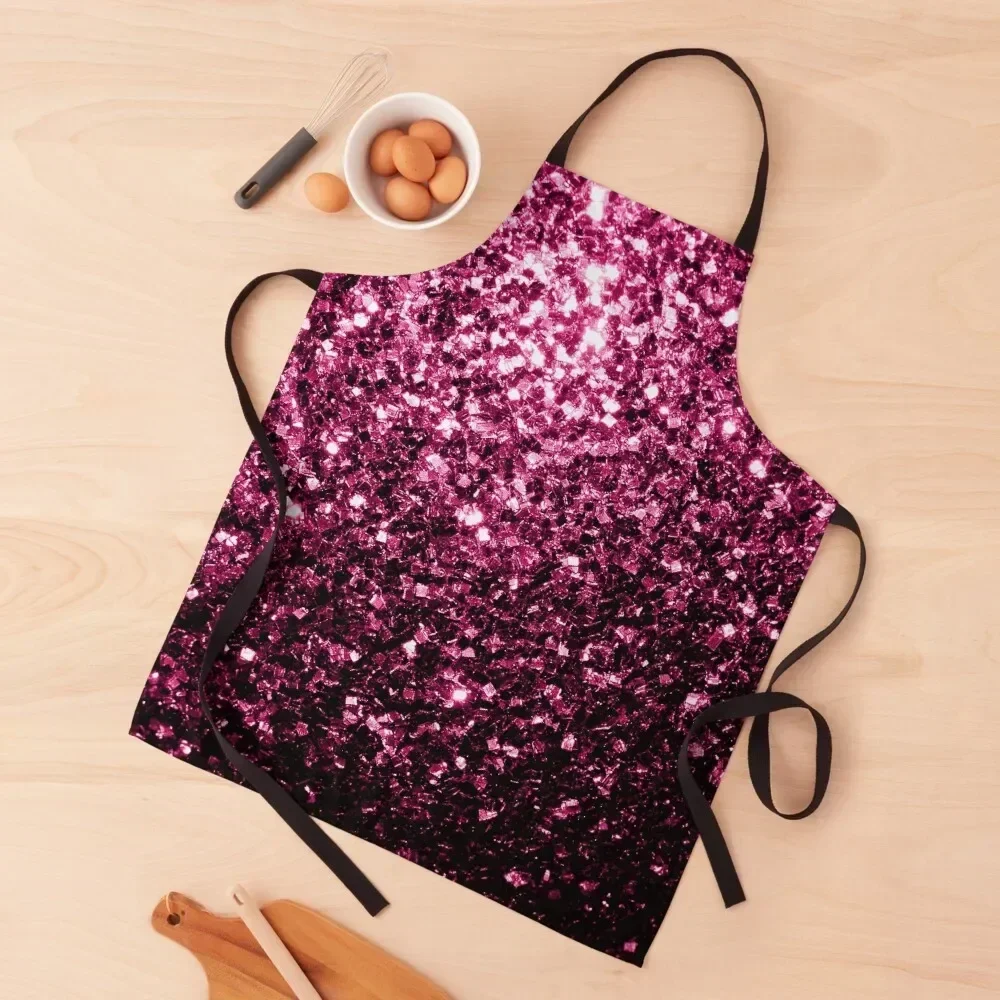 

Dark Pink faux glitter sparkles Apron Things For Home And Kitchen nail tech supplies kitchen item Kitchen New 2022 Year Apron