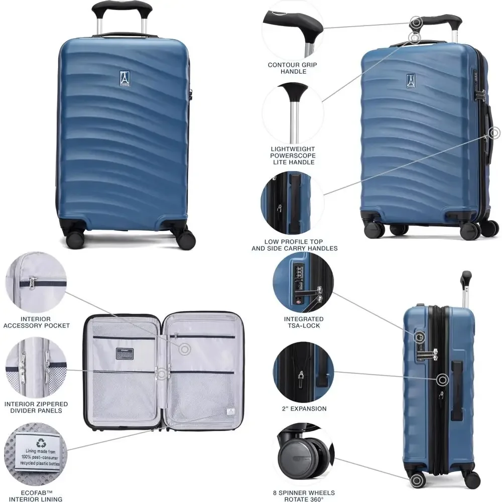 

Легкий расширяемый твердый чемодан для ручной клади с 8 вращающимися колесами, замком TSA, дизайном Ensi