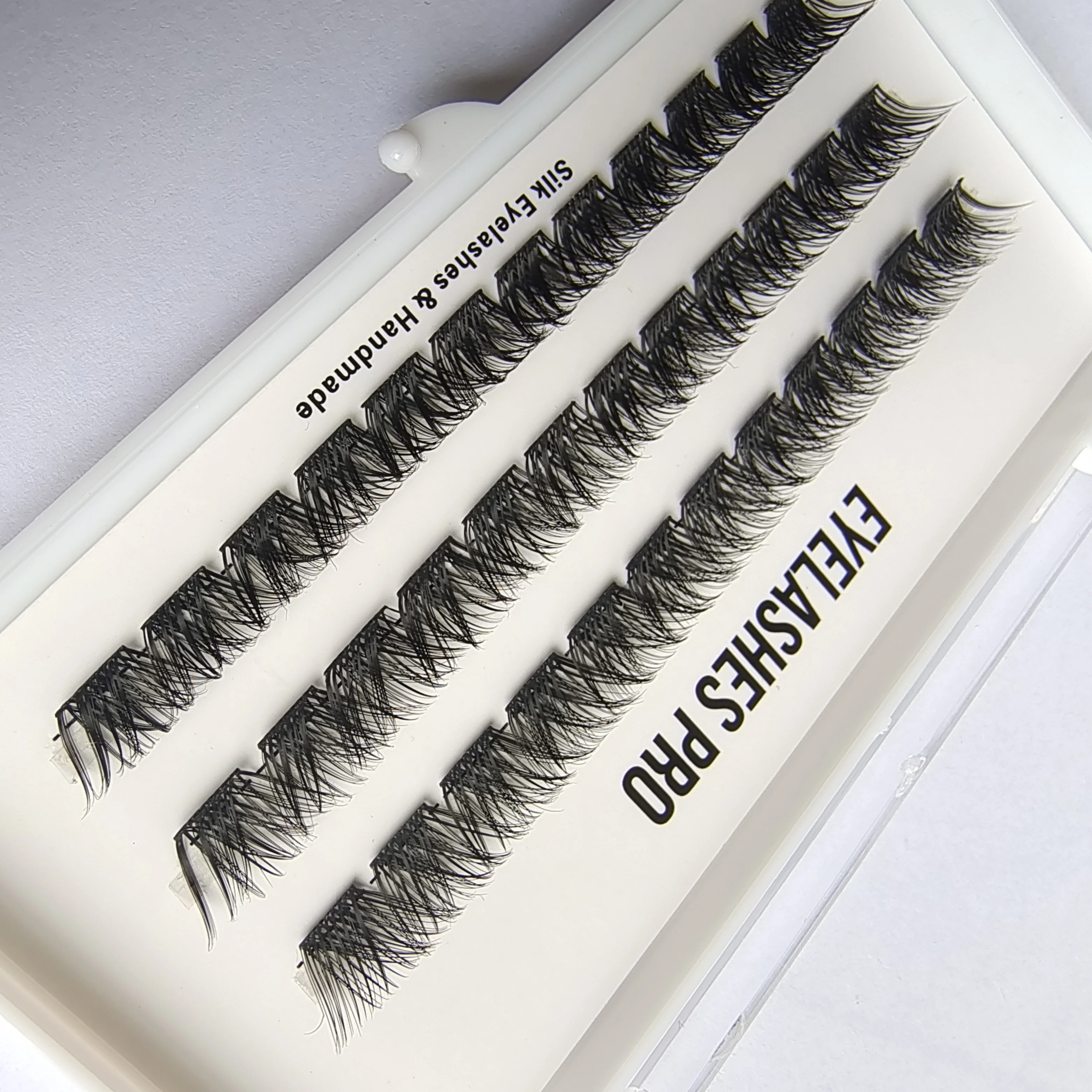 F002 DIY Hand Made Eyelash Extension Segmented Flase Lashes Dramatic Lash Bundles Soft Ribbon Strip Eyelashes Makeup Lashes