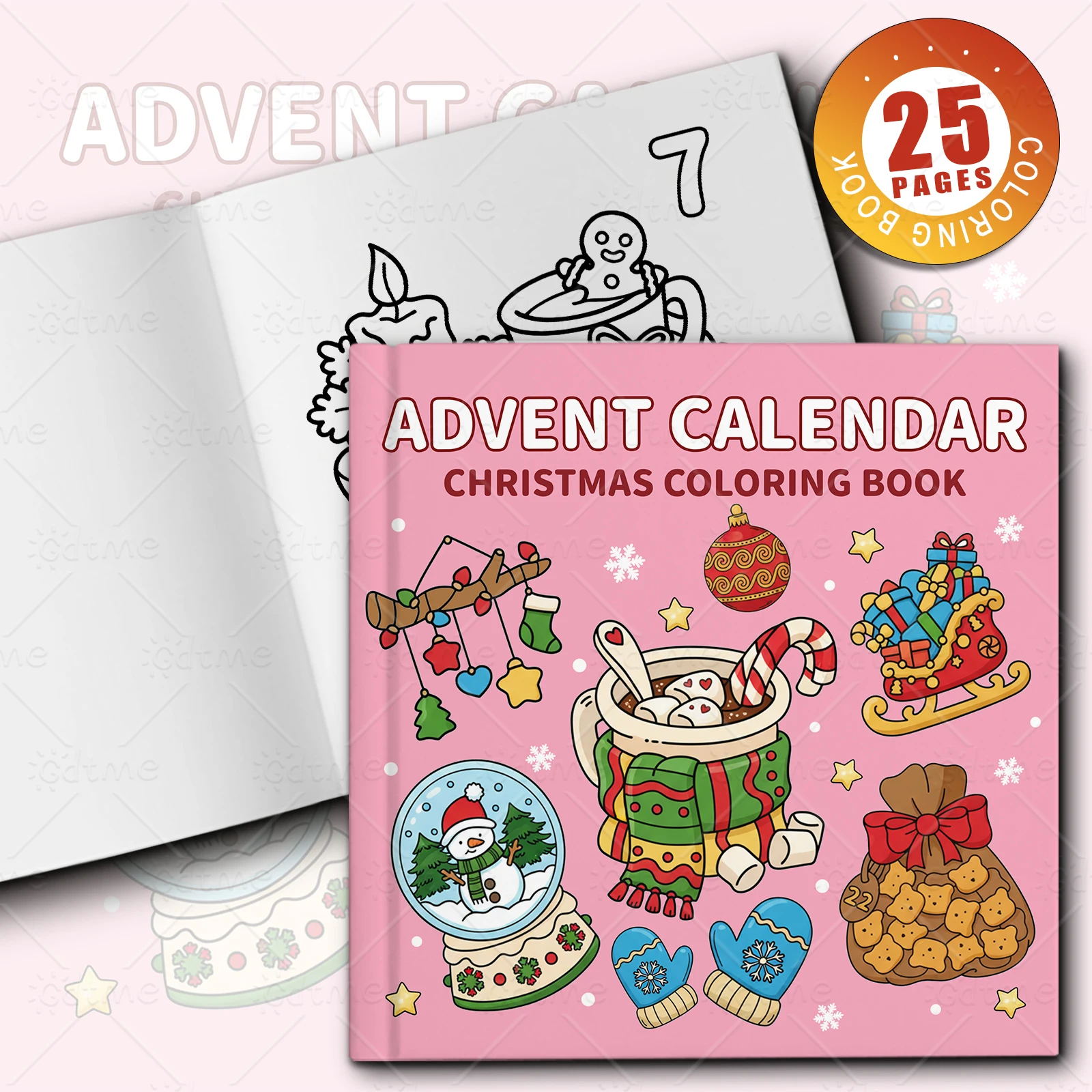 ADVENT CALENDAR CHRISTMAS Malbuch mit kräftigen, einfachen Mustern für Erwachsene, süßes Zeichenbuch, perfektes Geschenk für Party und Geburtstag – Detail 1