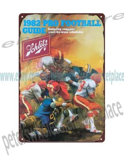 1982 SCHLITZ BEER FOOTBALL metal tin sign living room men cave wall art