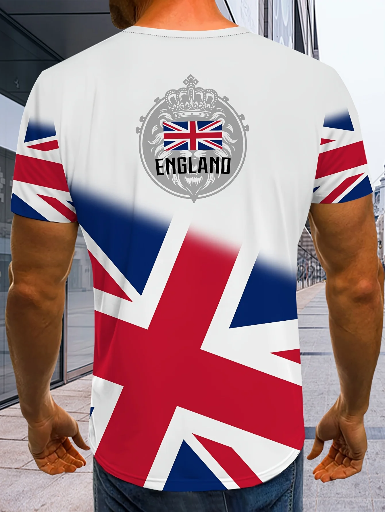 

Мужская базовая повседневная футболка с круглым вырезом и короткими рукавами с цифровым принтом в виде британского флага для лета, повседневная, удобная, тонкая футболка