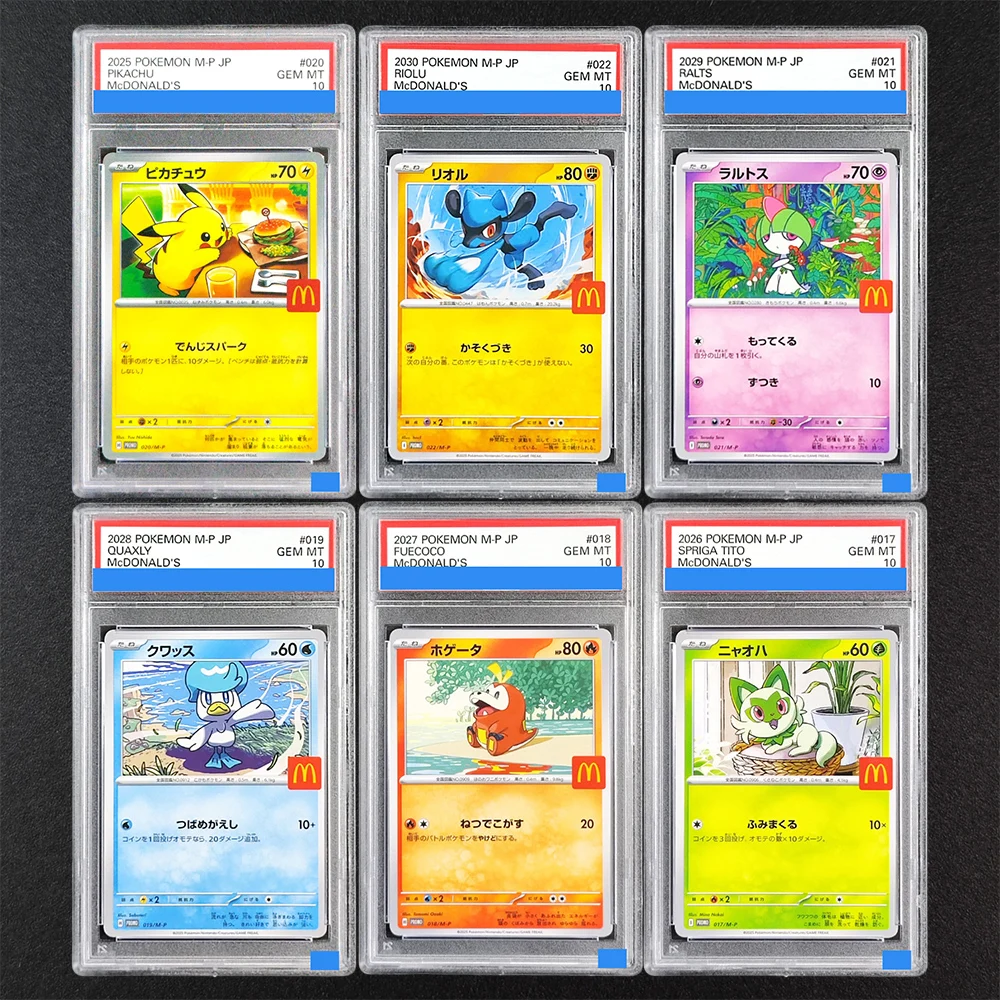 

DIY PTCG Rating Card Japanese Riolu Fuecoco Ralts Sprigatito Quaxly Pikachu M-P Promotional Cards 10Points Game Card Toy