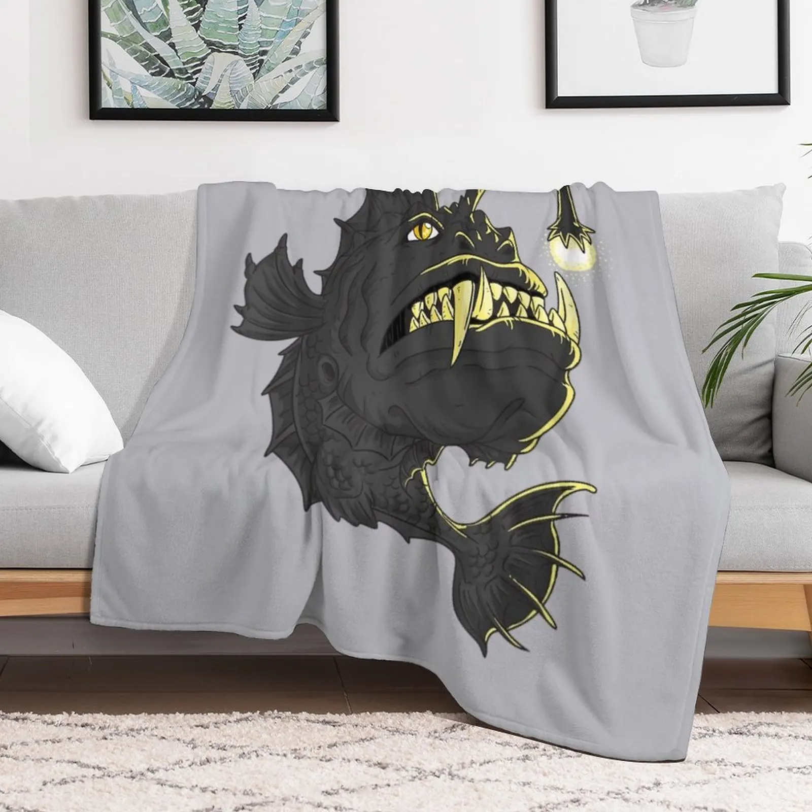 Angler Fish Deep Sea Fish Throw Blanket