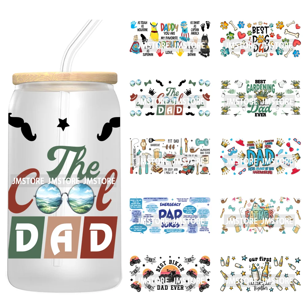 

Ежедневные подтверждения папы, день отца, 16 унций, УФ-обертка для чашки DTF, готовая к наносу водонепроницаемая переводная наклейка для стакана Libbey Glass Can Tumbler