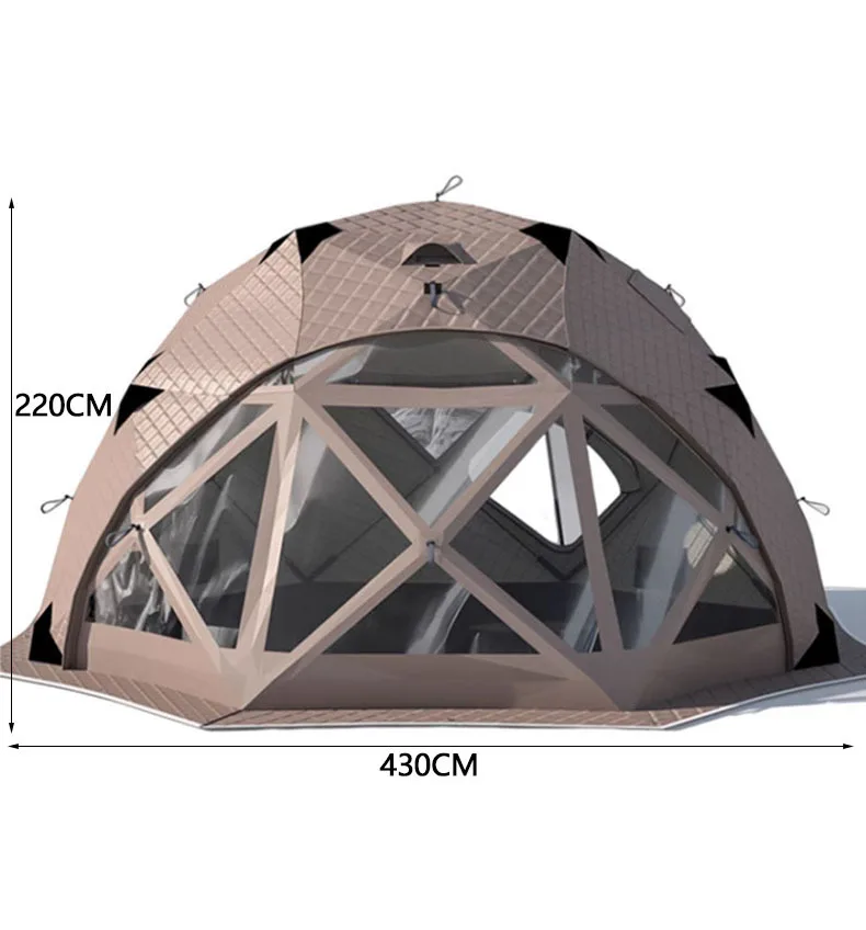 Octagonal Winter Tent With Ice Fishing 4-6 Person Extra Large Insulated Sauna Tent with Chimney  /stove  Hole