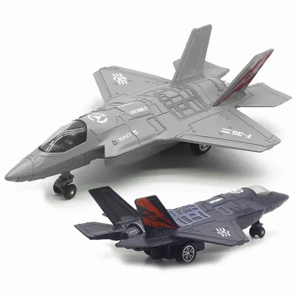 Alloy Large Pull Back F-35 Fighter Aircraft Model Music LED Airplane Toy Gift